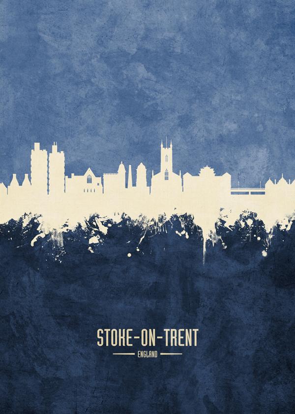 Stoke-on-Trent Skyline azul