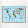 Animal world Map Blue