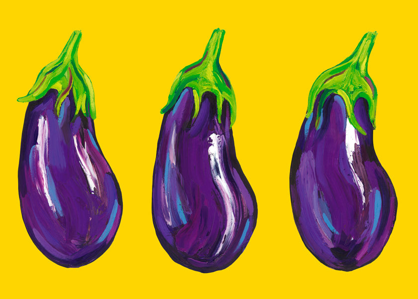 Aubergines On Yellow - Alice Straker