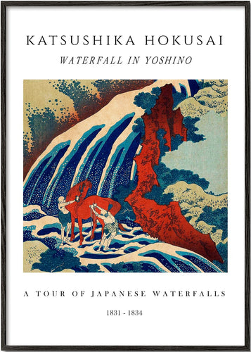 Waterfall in Yoshino Exhibition White - Katsushika Hokusai