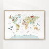 World Map with animals colours