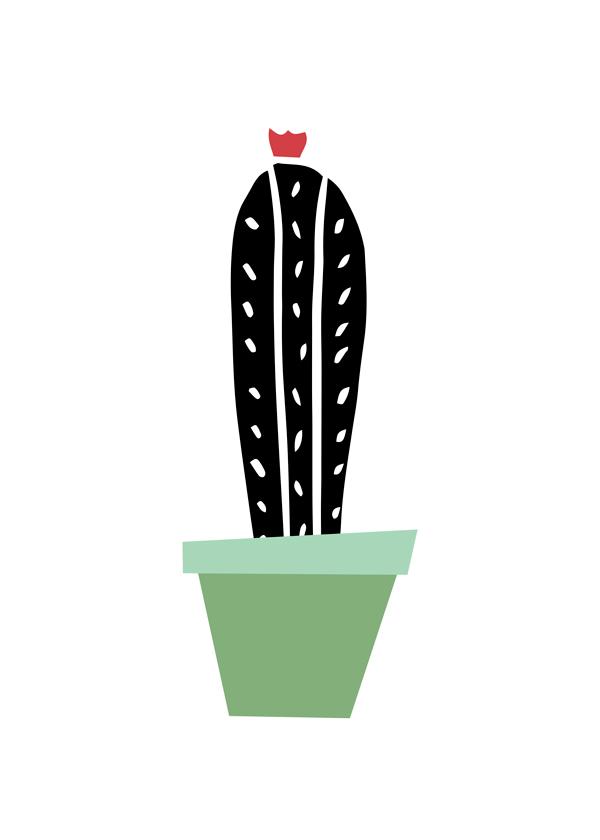 Green pot cactus print