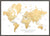 Detailed gold world map with labels in Spanish, Rossie